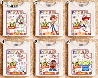 Toy Story 5 Comfort Colors Shirt, Cartoon Toy Theme Custom Name Shirt, Kids Birthday Shirt, Family Matching Trip Tee, Cute Character T-Shirt