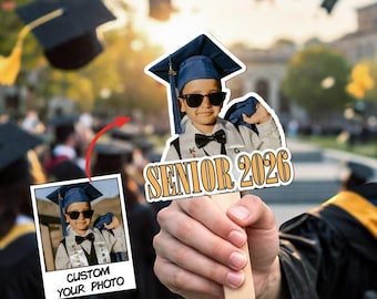 Custom Photo Graduation Face Fan Class of 2026, Personalized Graduation Party Photo Prop, 2026 Graduation Gift, Senior Gift