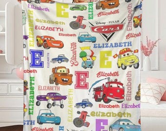 Custom Lightning McQueen Blanket, Personalized Cars Movie Blanket, Cartoon Fleece Throw, Boy Gift, Cozy Home Quilt, Disneytrip Cars Blanket