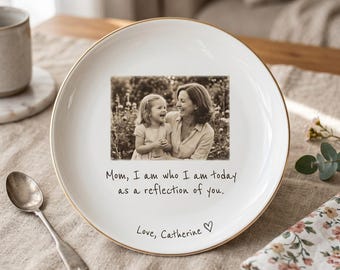 Personalized Mom Photo Jewelry Dish: Ceramic Trinket Tray Gift for Mom, Mothers Day Gift, Thank You Mom, Mom Gift from Daughter