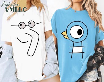 Elephant and Piggie T-Shirt, Book Characters Shirt, Teacher Costume, Teacher Halloween Shirts, Perfect for Book Lovers, Couples Gift