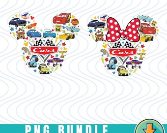 Cars Mickey & Minnie Ears PNG-Bundle, Cars Film PNG-Bundle, Cars Land Shirt, Cars Lightning McQueen Tow Mater, Cars Charaktere PNG
