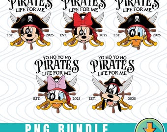 Mickey and Friends Argh Matey Pirates Bundle, Yo Ho Pirates Disneyworld png, Mickey Minnie Donald Daisy Goofy Pluto png, Disneyland Pirate