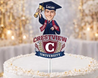 Funny Photo Graduation Cake Topper, Custom Graduation Decoration Party Supplies, Class of 2026 Cake Topper, Congrats Graduate Gift