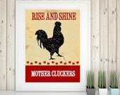 Mother Clucker Sign Rooster Kitchen Decor Wall Art Print - Etsy