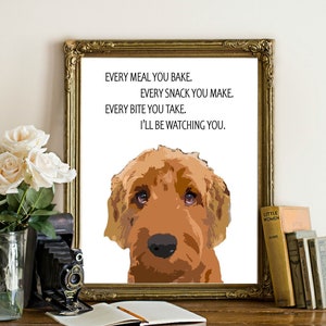 Golden doodle dog art print, quote, goldy print, dog lover gift