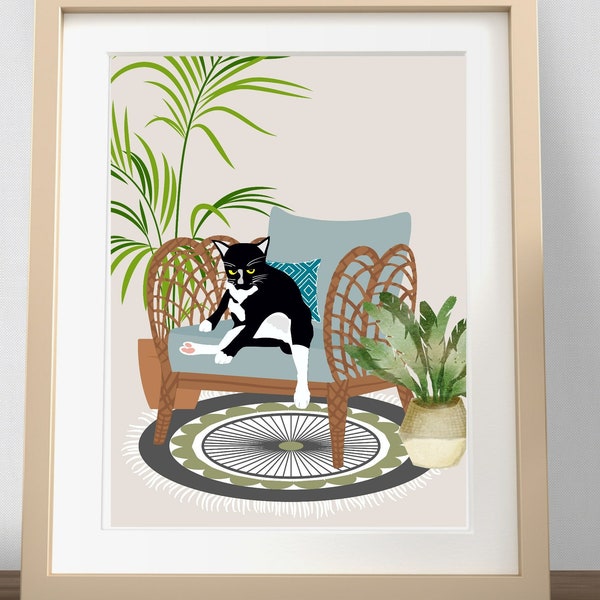 Tuxedo Cat Art - Etsy
