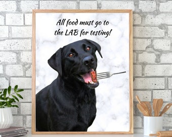 Black Labrador, kitchen wall decor, funny dog print, dog gifts