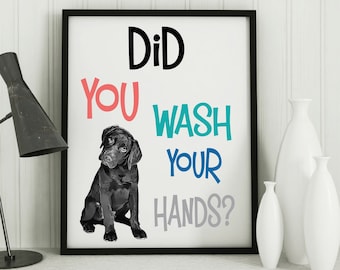 Labrador Retriever Art Print, Wall decor, pet lover gift, wash those hands, Modern, bathroom dog