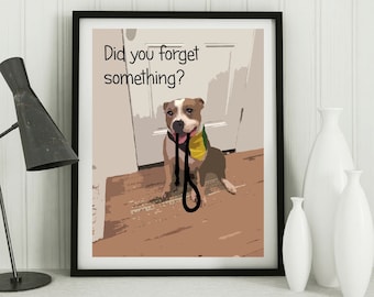 Pitbull artwork, Dog Art Print, Modern Wall Decor, Pitbull Gift, funny dog art