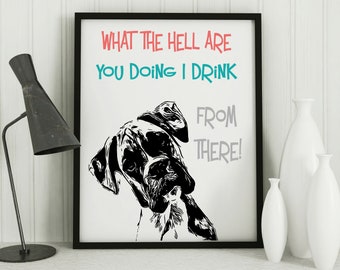 Boxer Art Print, Wall decor, pet lover gift, bathroom dog art