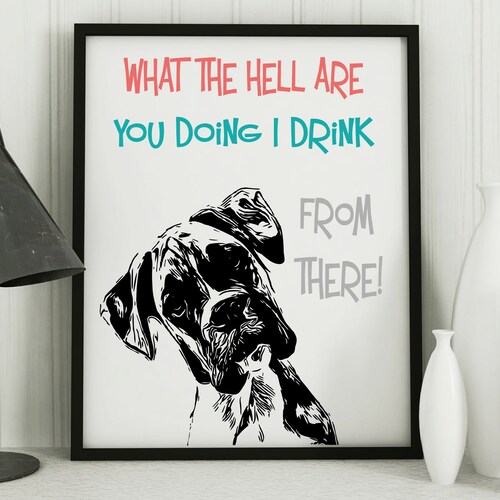 Boxer Bathroom Wall Decor Dog Funny Bathroom Art Print Wall - Etsy