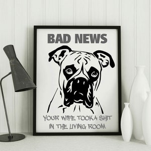 Funny Boxer dog art print wall decor, gift for dog lover