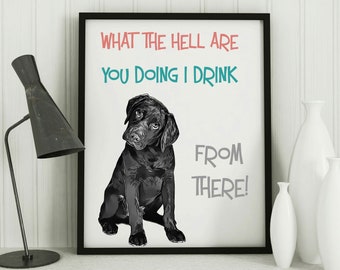 Labrador Retriever Art Print, Wall decor, pet lover gift, bathroom dog art, funny