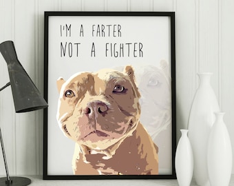 Funny Pitbull Art Print: Modern Dog Wall Decor