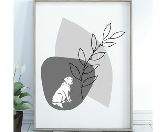 Labrador Retriever art print with mid century modern designs, wall decor, Labrador Retriever gifts, dog artwork