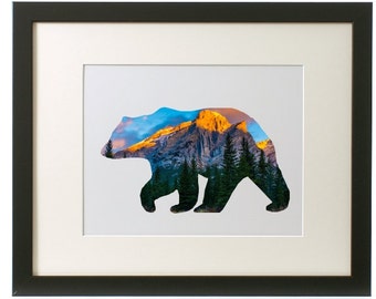 Bear Print for your cabin decor, Gift for cabin, bear lovers gift, cabin art print wall art, modern bear print, scenic mountains, landscape