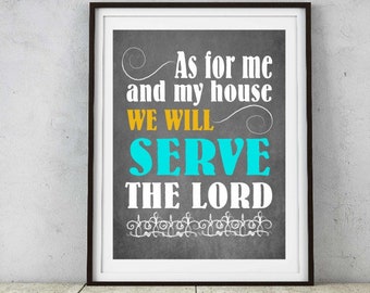 As for me and my house we will serve the lord printable artwork, religious art, christian wall decor