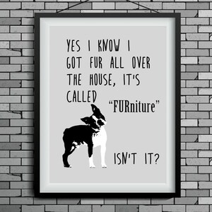 funny dog art, Boston Terrier print, wall decor, dog lover gift