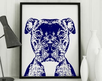 Pitbull Silhouette Art Print: Modern Dog Wall Decor