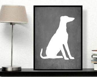 Grayhound Art Print, Chalkboard, Grey hound Silhouette, Dog lover Gift