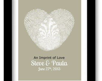 Personalized Couples Gift, Wedding, Thumb Print, Heart, Custom Wedding Shower Gift, Wedding Table, Guest Book