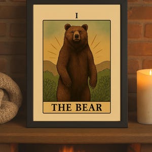Grizzly Bear Art Print – Rustic Cabin Decor, Mystical Animal Wall Art,