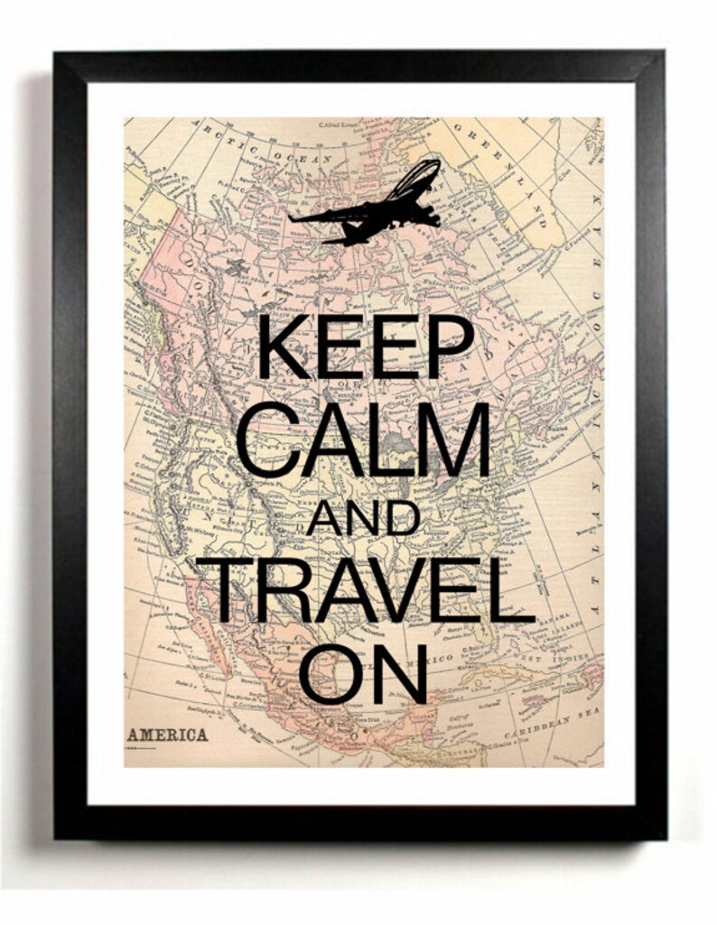Keep Calm and Travel On art print Airplane jet wall decor Etsy
