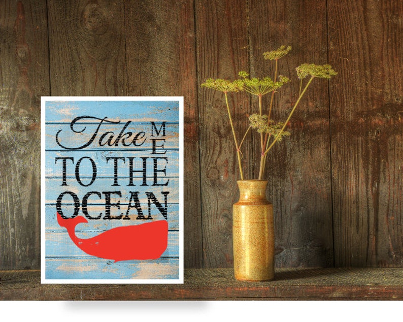 Beach Art, Beach Sign, Beach Wall Decor, Whale, Beach quote, image 1