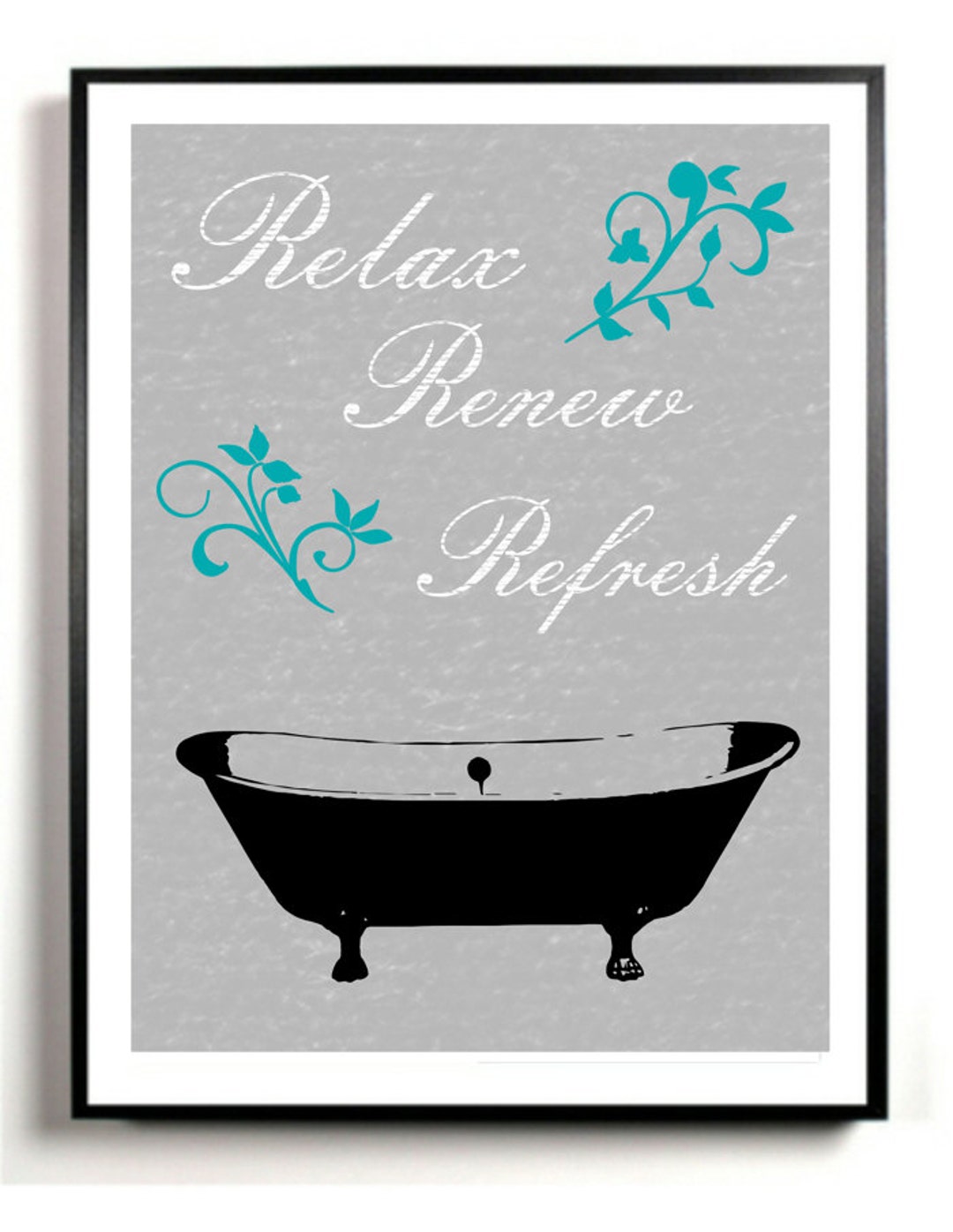 Bathroom Art Print, Bath Tub Artwork, Poster Gray and Black, Vintage ...