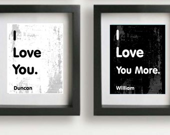 Personalized couples print, couples anniversary gift, wall decor, i love you, i love you more