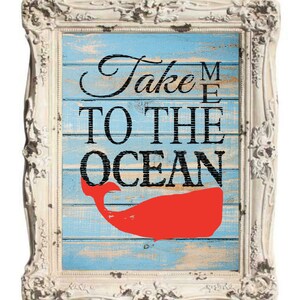 Beach Art, Beach Sign, Beach Wall Decor, Whale, Beach quote, image 2