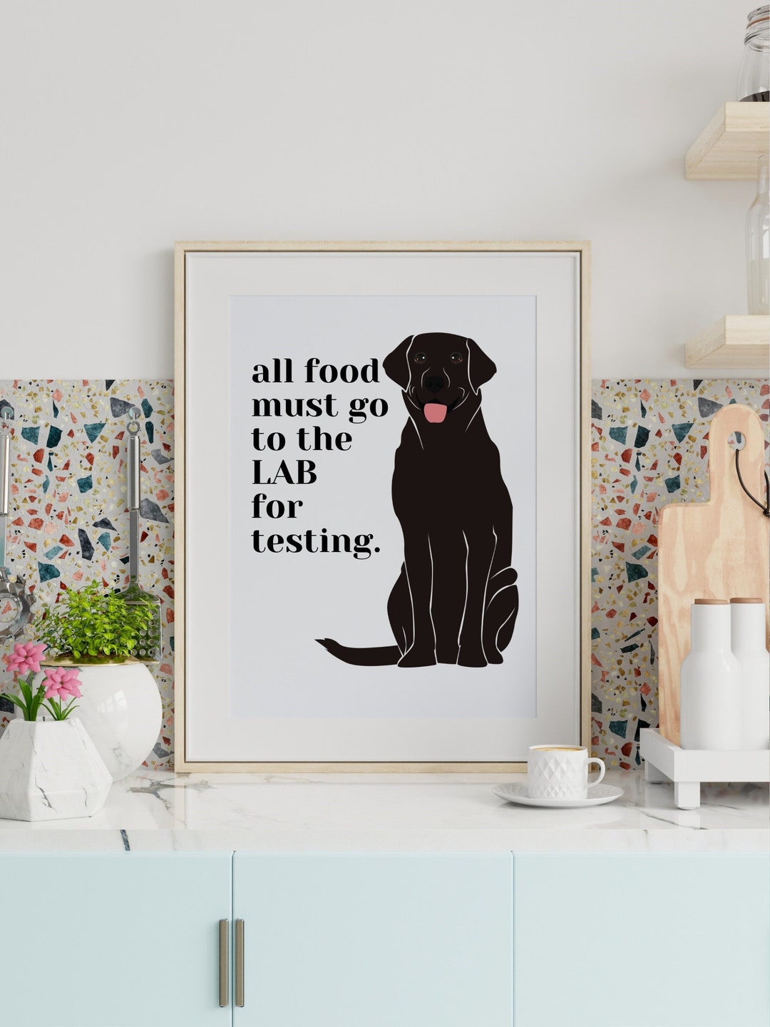 Black Labrador Gifts, Dog Art Print, Dog Kitchen Wall Decor All Food
