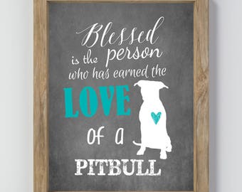 Pitbull Art Print, Pitbull dog gift, pet room decor, blessed sign