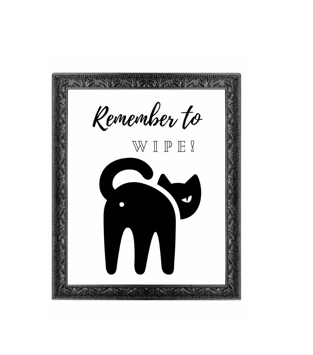 Funny Cat Bathroom Art Print, Don't to Wipe, Kids Bathroom