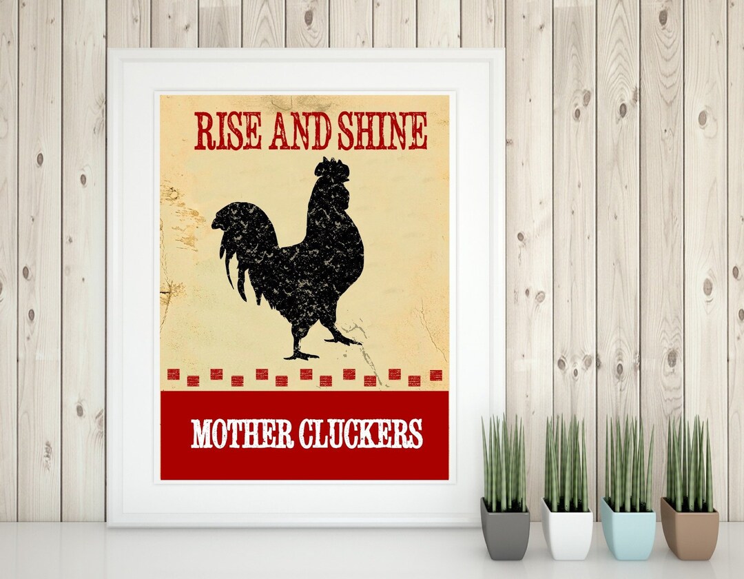 Mother Clucker Sign, Rooster Kitchen Decor, Wall Art Print, Farmhouse ...