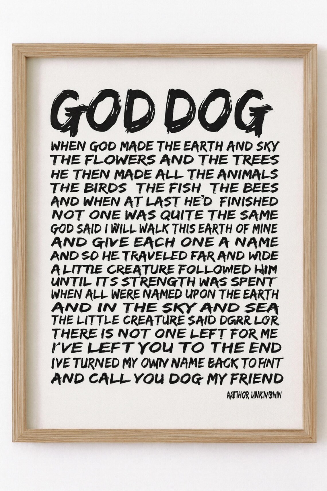 God Dog Poem Art Print: Inspirational Dog Lover Gift - Etsy