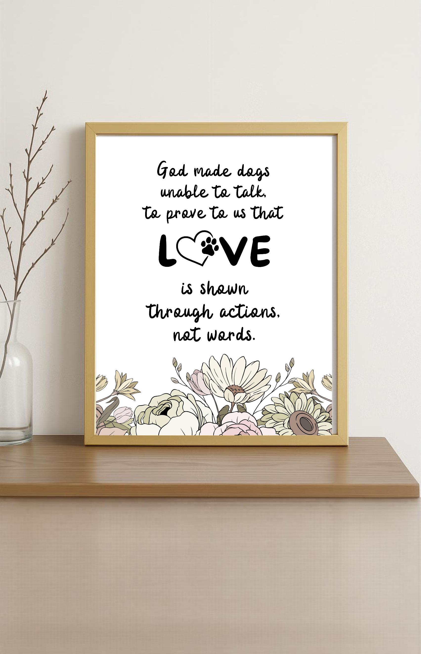 God Made Dogs Quote Print, Wall Art, Dog Lover Gift, Black & White - Etsy