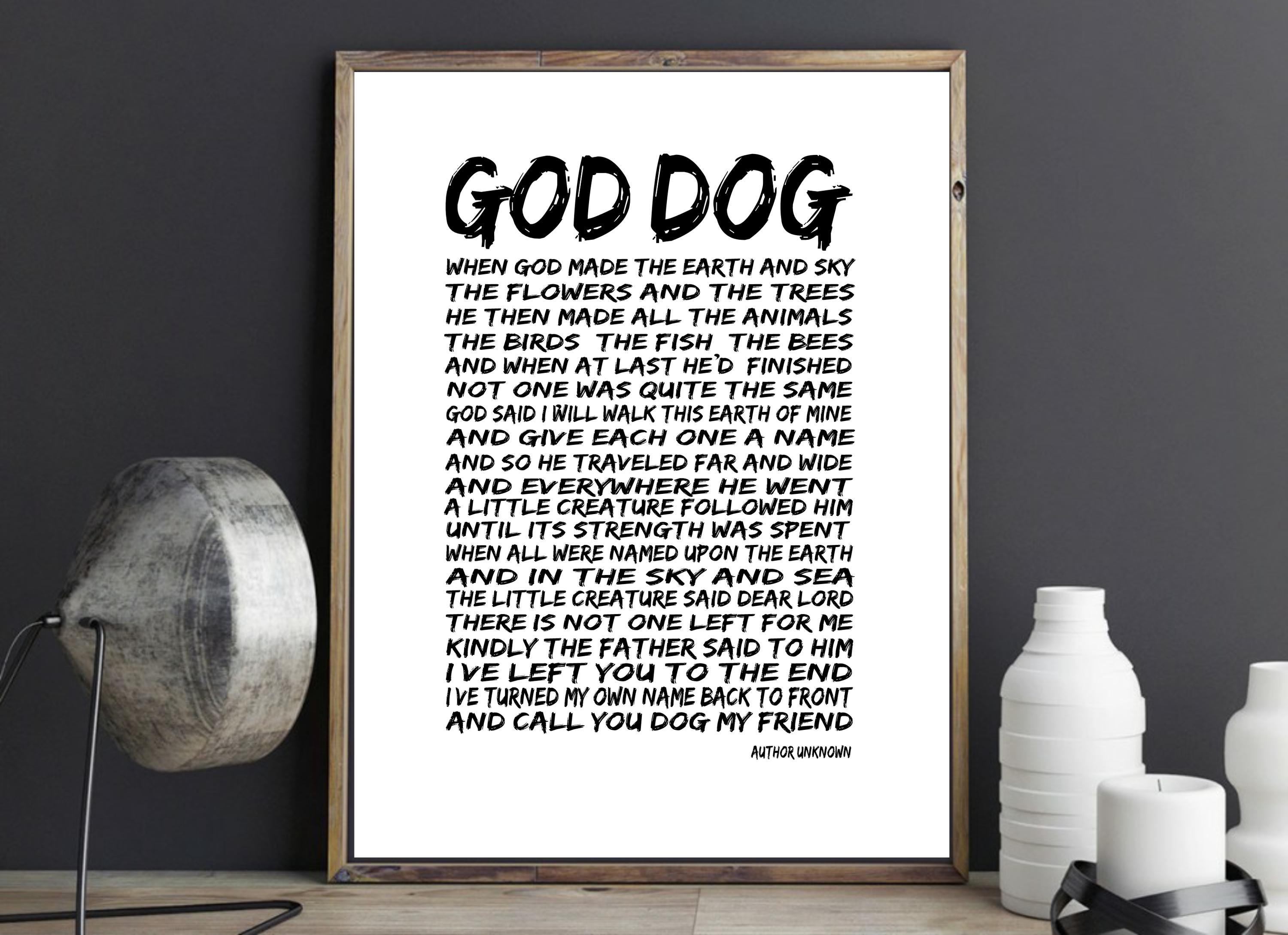 God Dog Poem Art Print: Inspirational Dog Lover Gift - Etsy