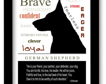 16 x 20 Canvas German Shepherd Art, German Shepherd Print, Subway Art, Quote, Modern Wall Decor, Black and White, Pet Lovers Gift