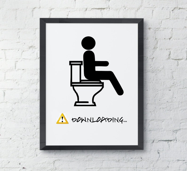 Funny Bathroom Art Sign Downloading Bathroom Wall Decor Etsy