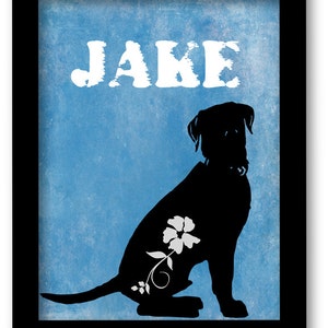 Labrador Retriever Print, Black Lab artwork, Labrador silhouette, Custom Dog Name, Dog lover gift