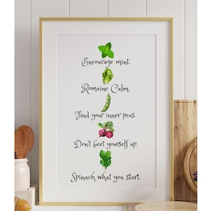 Vegetable garden sign, art print, kitchen wall decor, inspirational art