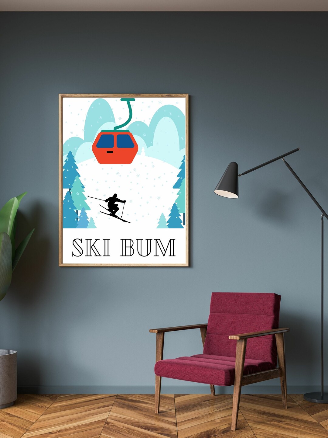Retro Ski Bum Poster Large Ski Poster Ski Resort Wall Art Etsy