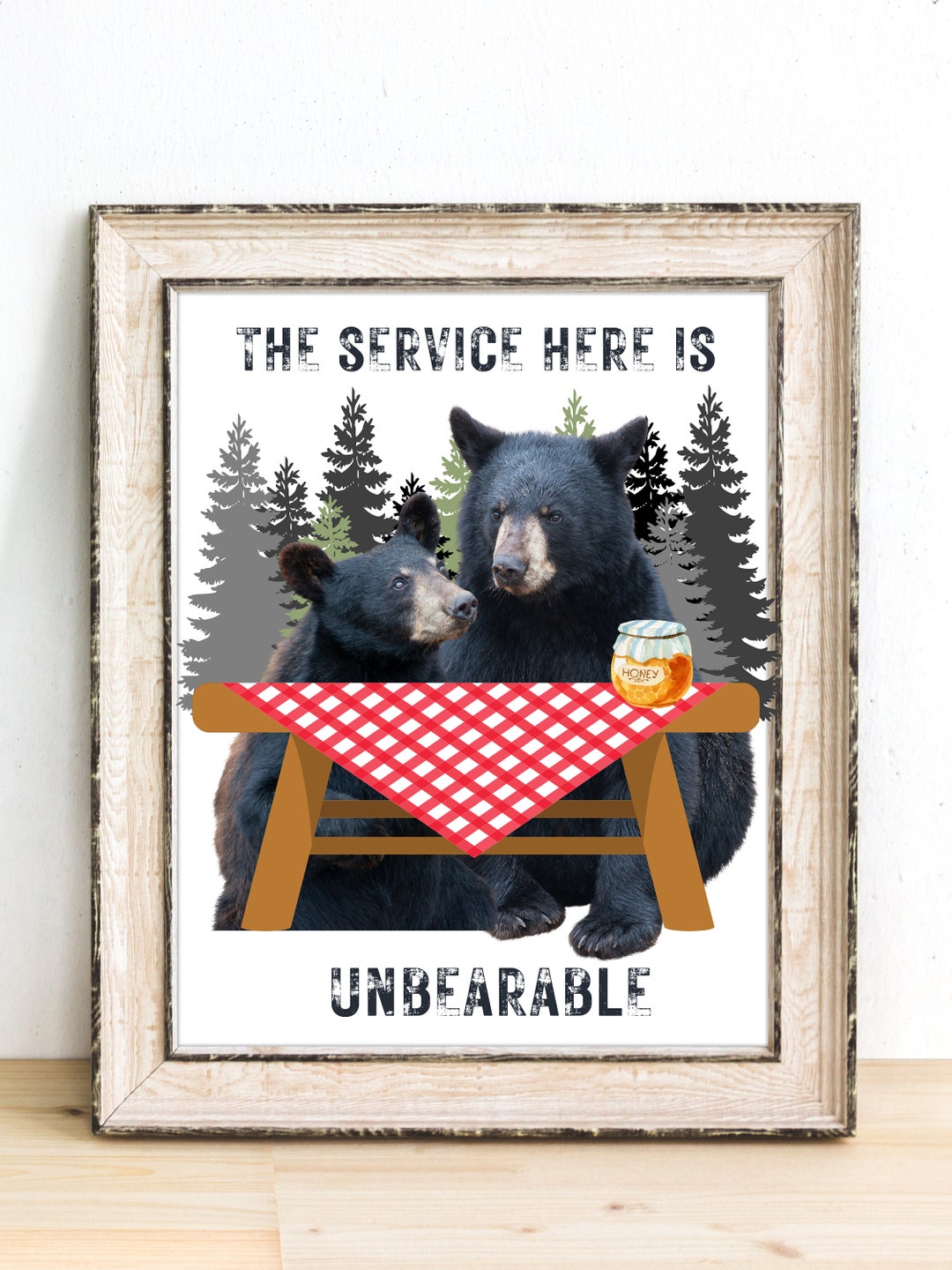 kitchen & dining prints – wolf & bear prints Images... Funny Bears Dining Art Print: Cabin Kitchen Decor - Etsy
