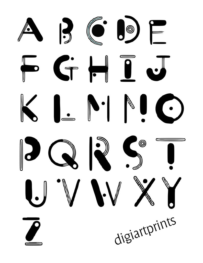 Abstract Letter Print Letter Art for Wall Name Wall Decor Etsy