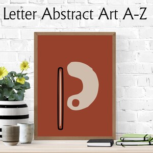 Abstract Letter Print, letter art for wall, name, wall decor, letter p art, contemporary, black and white, initial wall art