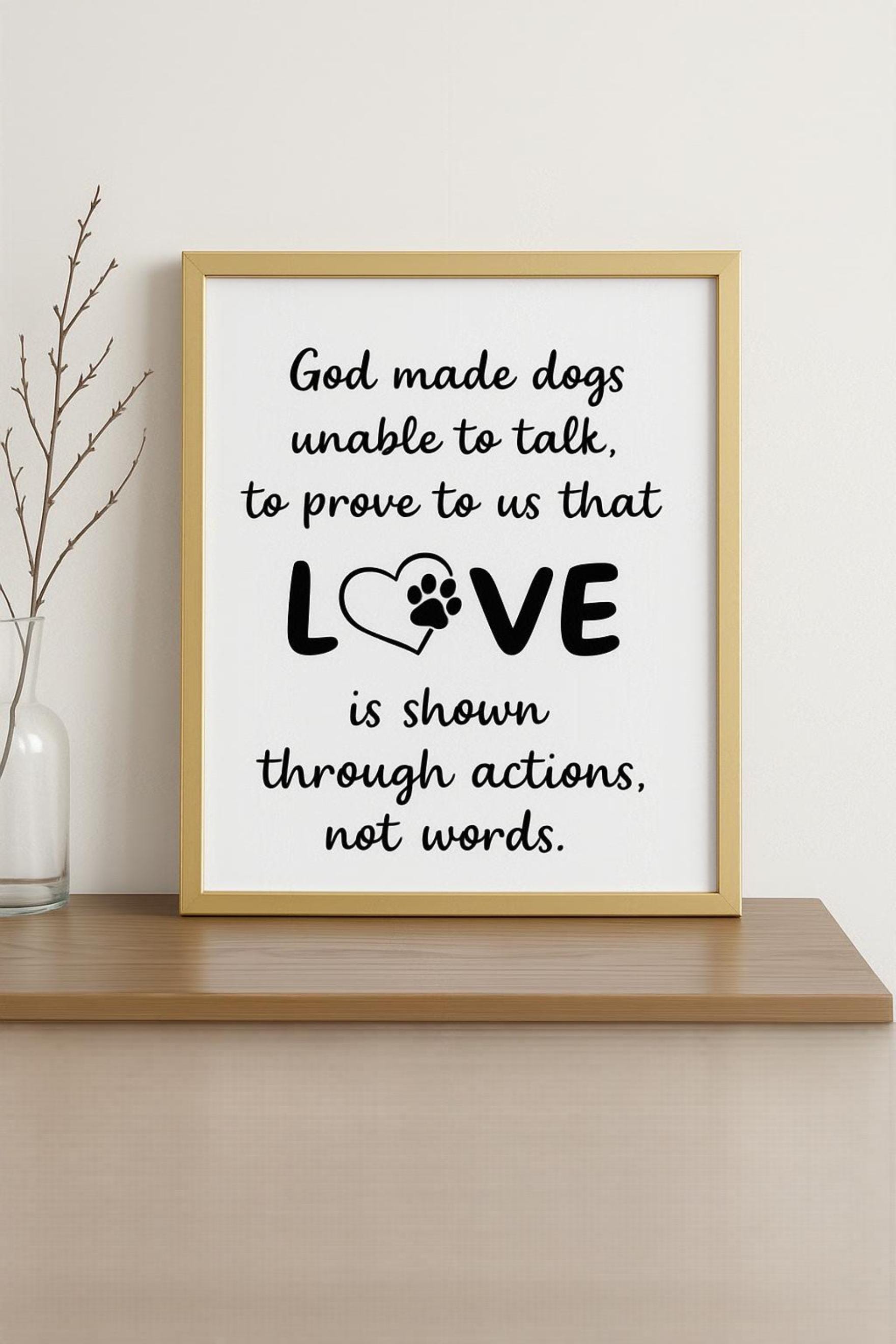 God Made Dogs Quote Print, Wall Art, Dog Lover Gift, Black & White - Etsy