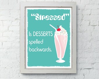 Dessert Art Print, Kitchen wall decor, kitchen art, Dessert Table Sign, Funny kitchen sign