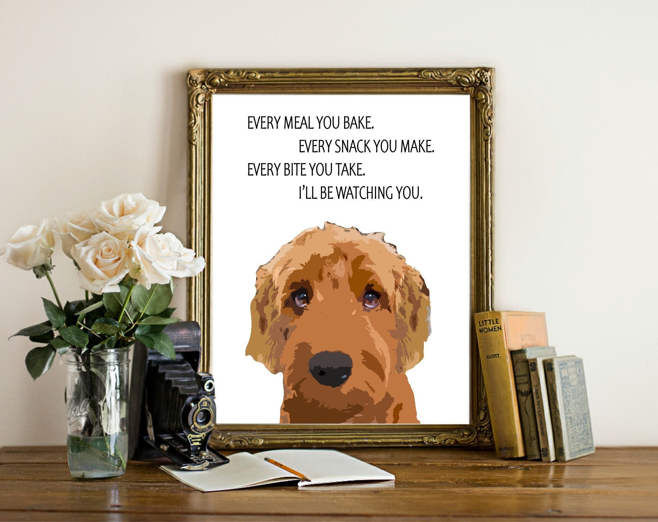 Keeps Biting My Goldendoodle Puppy Won\u0026#039;t Stop Biting Golden Doodle Dog  Art Print, Quote, Goldy Print, Dog Lover Gift, image size:2119x1683